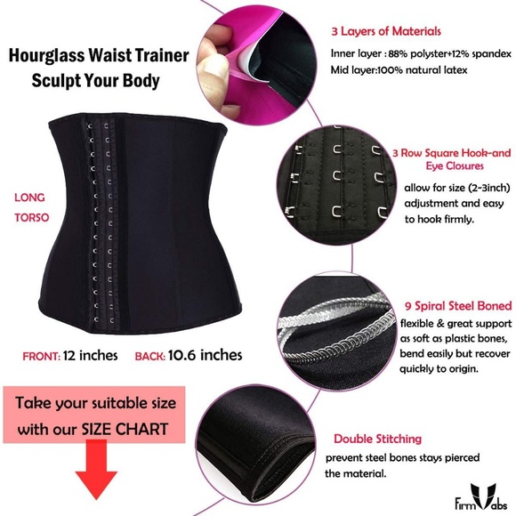 FIRM ABS LATEX WAIST TRAINER CORSET BODY SHAPER NWT - Picture 2 of 3